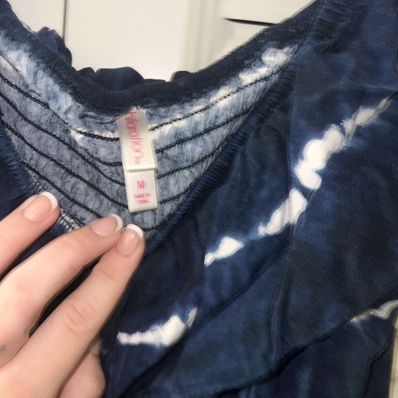 Xhiliration Blue and White Romper - Picture 2 of 5